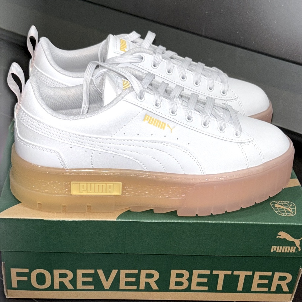 Puma platform sneakers Mayze Beach Days white and frosty pink